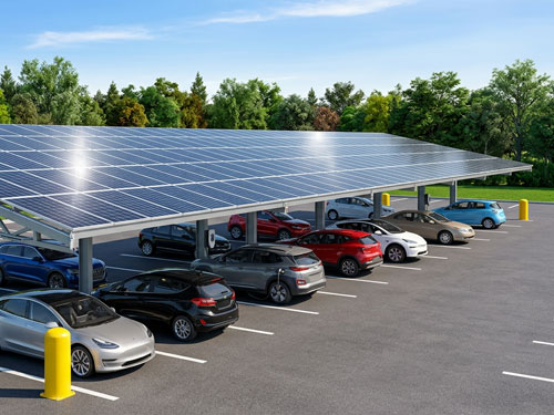Modernes Solar-Carport mit integrierten Photovoltaikmodulen