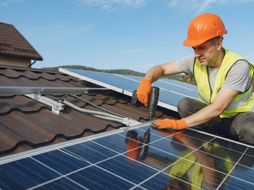 Moderne Solarmodule auf Ziegeldach